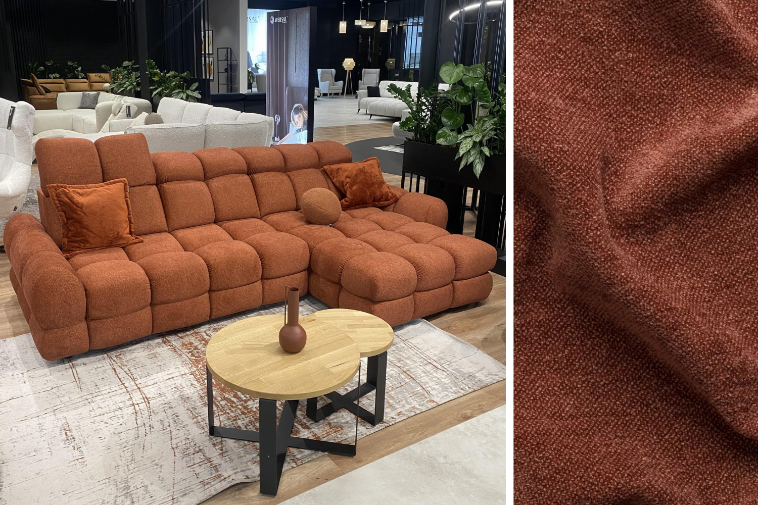 Gemütliches Ecksofa Tollo in Rostorange – Herbstfarben fürs Wohnzimmer
